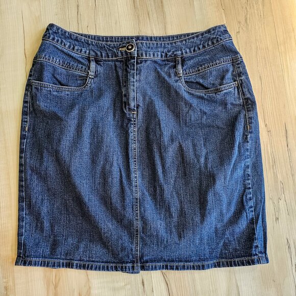 London & London Jean Dark Blue Denim Skirt Classic Blue Denim Skirt Size 18 - Picture 1 of 10